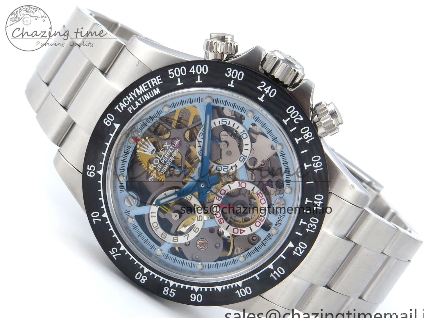 AAA Replica Watches Daytona Edition Bracelet Dial SS Carbon Best on Durable SS Skeleton Bezel DD 369 Artisans GETF 1229